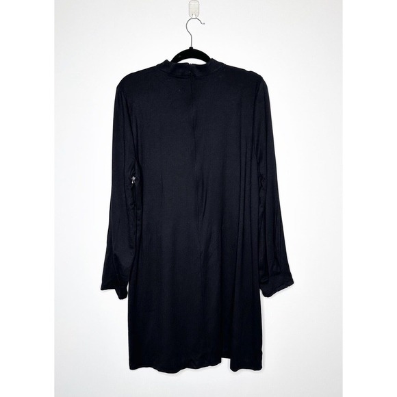 NEW Halogen Long Sleeve Shift Mini Dress Mock Neck Stretch Women's Black Size XL - Picture 4 of 7